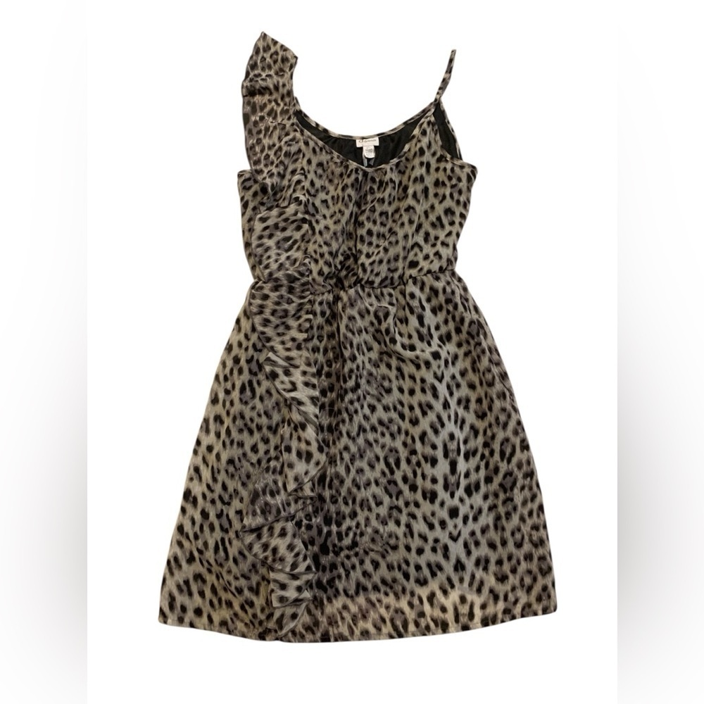 Dynamite Leopard Animal Print One Shoulder Ruffle Mini Dress | Y2K Party P/S